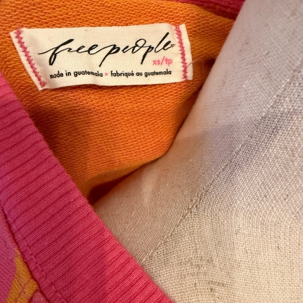 Free People Pink and Orange Oversized Striped Cardigan Sweater - Picture 3 of 4